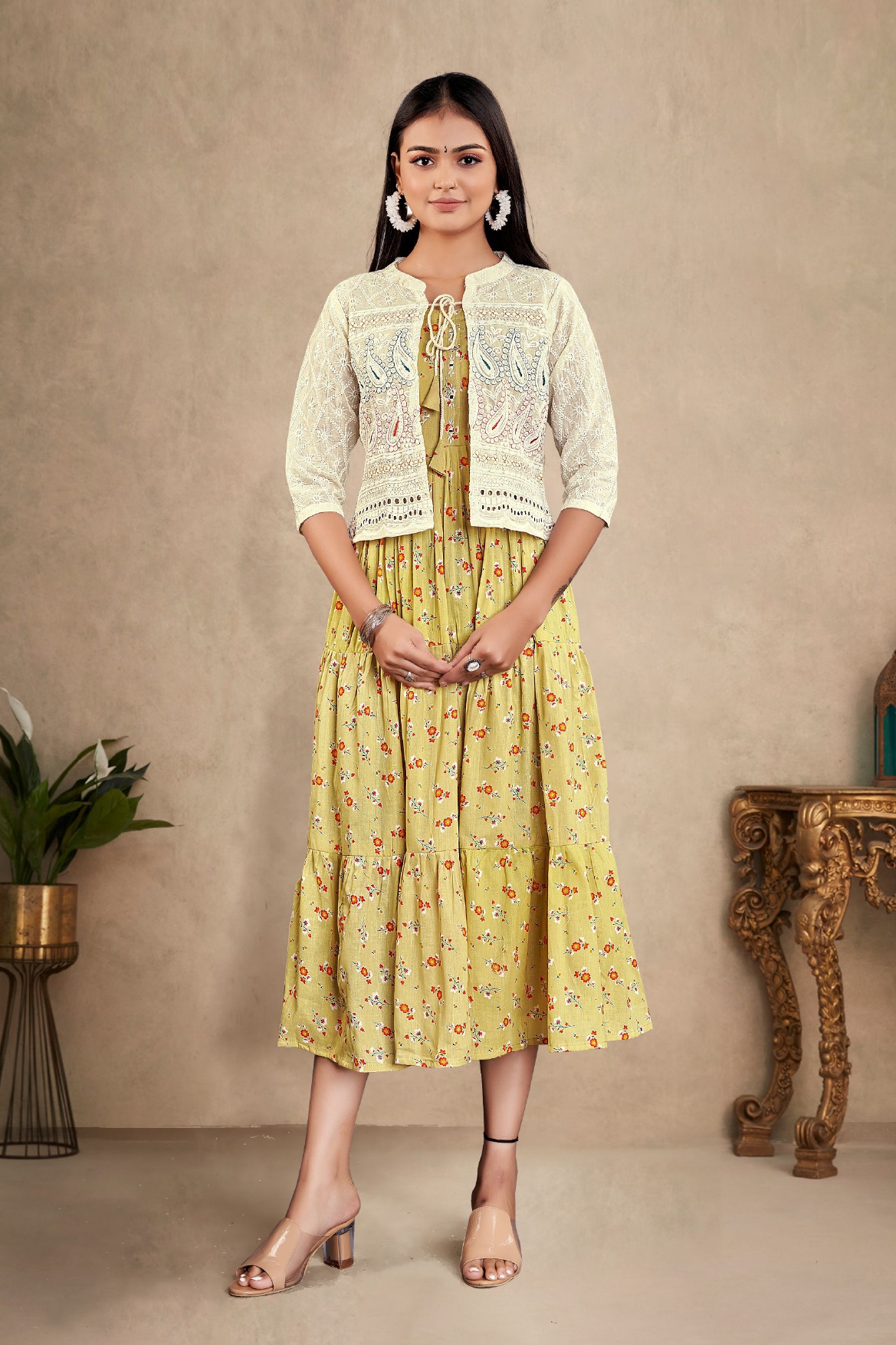 Beautiful Satin Jacket. | Indian designer wear, Floral print skirt, Kurti  designs