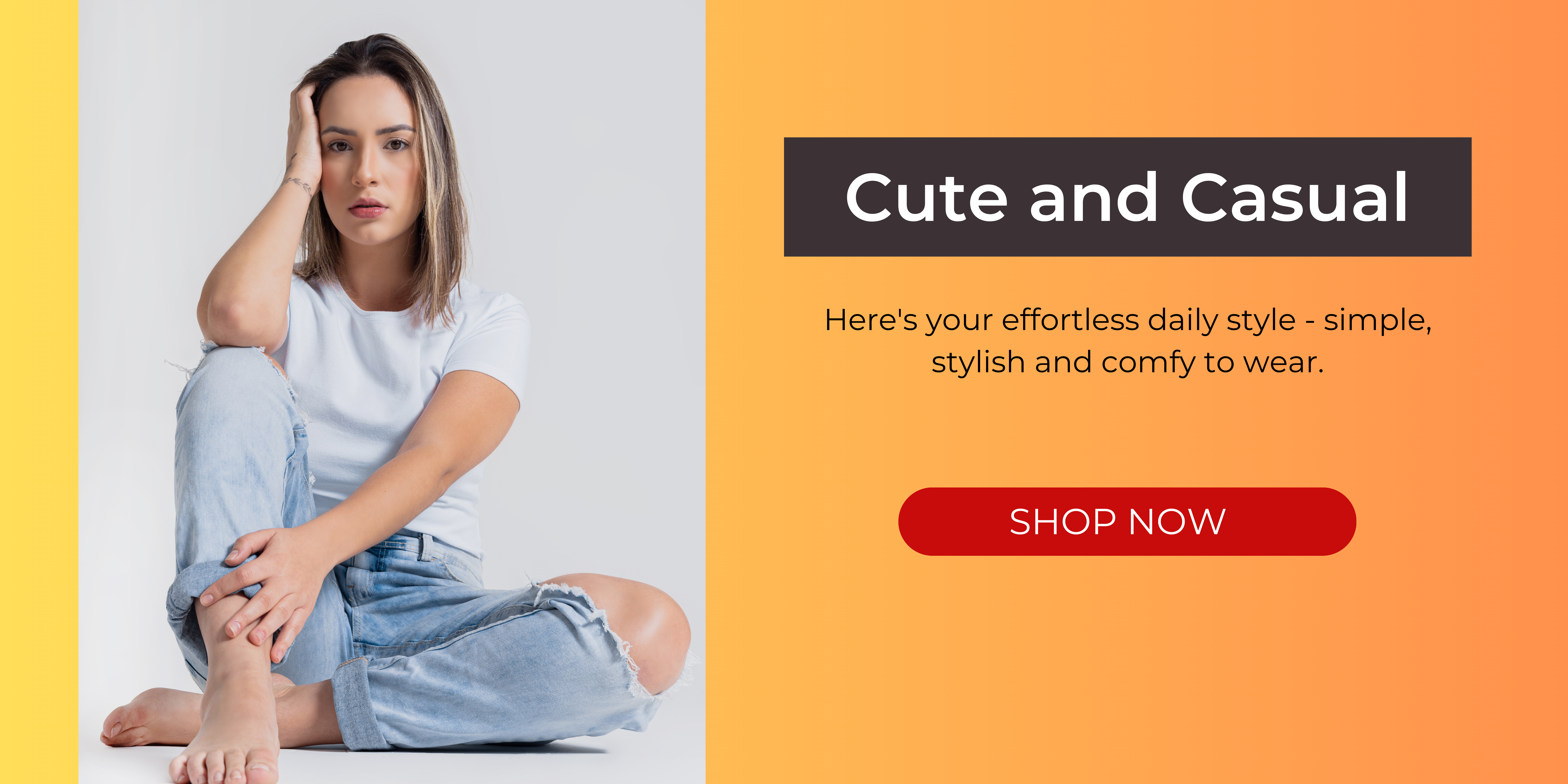 Bluish Gray Simple Photo Women's Casual Fashion Banner